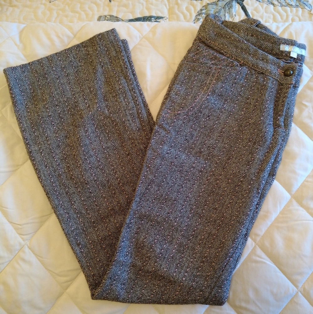Etam Women Herringbone Wool Blend Dress Pants